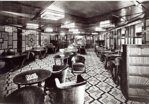 Reading Room on the Ocean Liner Ile de France, 1926 by French Photographer